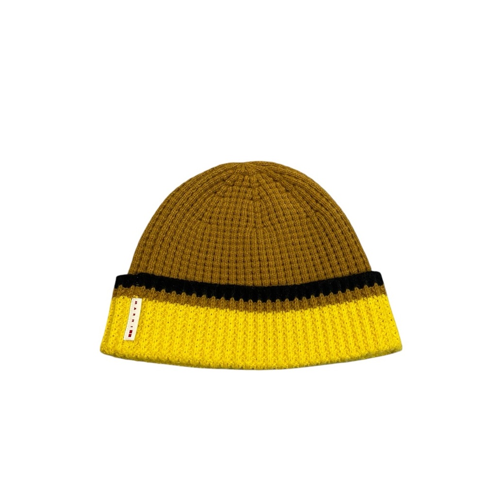 2020s Marni x Uniqlo Two-Tone Yellow Knit Beanie - Picture 1 of 4